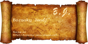 Bozsoky Jenő névjegykártya